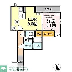 Asset-Court堀之内 3階1LDKの間取り