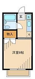 多摩都市モノレール 大塚・帝京大学駅 徒歩10分の賃貸マンション 1階ワンルームの間取り