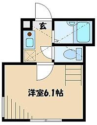 ピーナッツ 2階1Kの間取り