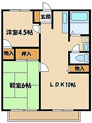 ファミール田倉 2階2LDKの間取り