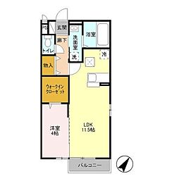 グランシャリオ 1階1LDKの間取り