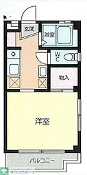 JR横浜線 淵野辺駅 徒歩5分の賃貸マンション 2階ワンルームの間取り