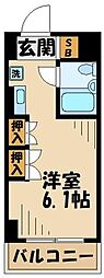 JR横浜線 橋本駅 徒歩8分の賃貸マンション 3階ワンルームの間取り