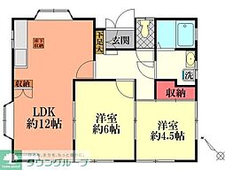 プルミエール 1階2LDKの間取り