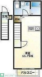 JR横浜線 片倉駅 徒歩9分の賃貸アパート 2階ワンルームの間取り