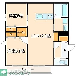 京王相模原線 京王稲田堤駅 徒歩10分の賃貸マンション 2階2LDKの間取り