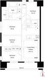 JR中央線 八王子駅 徒歩10分の賃貸マンション 9階4LDKの間取り