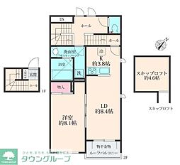 JR相模線 番田駅 徒歩5分の賃貸アパート 2階1LDKの間取り