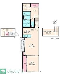 JR相模線 番田駅 徒歩5分の賃貸アパート 2階1LDKの間取り