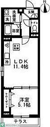 京王線 京王八王子駅 徒歩15分の賃貸マンション 1階1LDKの間取り