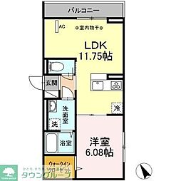 JR横浜線 相模原駅 徒歩11分の賃貸アパート 1階1LDKの間取り