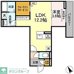 京王相模原線 橋本駅 徒歩18分の賃貸アパート 2階1LDKの間取り
