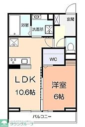 JR横浜線 矢部駅 徒歩6分の賃貸アパート 2階1LDKの間取り
