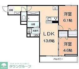 JR横浜線 矢部駅 徒歩6分の賃貸アパート 3階2LDKの間取り