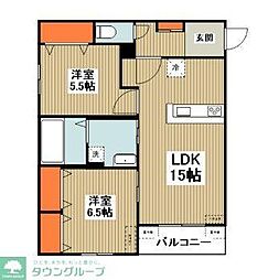 相模原市緑区西橋本1丁目アパート 2LDKの間取図画像