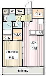 クオリアガーデン千人町 4階1LDKの間取り