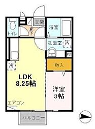 ロワジールIII 2階1LDKの間取り