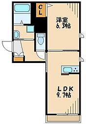 River Wind I 2階1LDKの間取り
