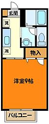 ルミエール・Ｒ 2階1Kの間取り