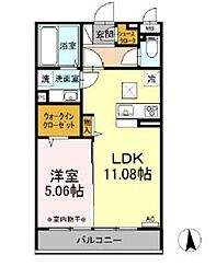 京王線 北野駅 徒歩8分の賃貸アパート 2階1LDKの間取り