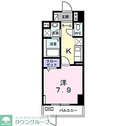 JR中央線 八王子駅 徒歩18分の賃貸マンション 7階1Kの間取り