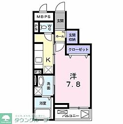京王相模原線 京王堀之内駅 徒歩13分の賃貸マンション 3階1Kの間取り