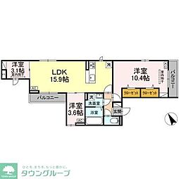 小田急小田原線 町田駅 徒歩9分の賃貸アパート 3階3LDKの間取り