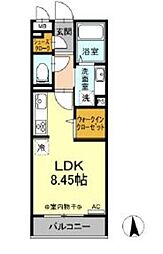 京王線 北野駅 徒歩8分の賃貸アパート 3階ワンルームの間取り