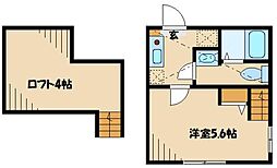 小田急小田原線 町田駅 徒歩15分の賃貸アパート 1階1Kの間取り