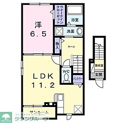 JR横浜線 古淵駅 徒歩26分の賃貸アパート 2階1LDKの間取り