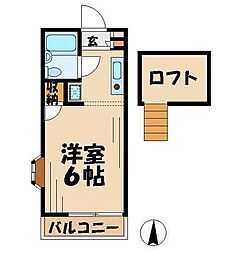 京王相模原線 京王堀之内駅 徒歩12分の賃貸アパート 1階ワンルームの間取り