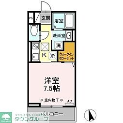 京王相模原線 橋本駅 徒歩12分の賃貸アパート 1階1Kの間取り