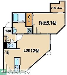 京王相模原線 京王多摩センター駅 徒歩13分の賃貸アパート 2階1LDKの間取り