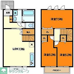 小田急小田原線 町田駅 バス18分 下根岸下車 徒歩6分の賃貸タウンハウス 1階3LDKの間取り