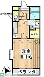 京王線 北野駅 徒歩15分の賃貸マンション 1階1Kの間取り