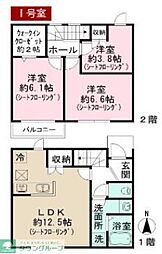 京王高尾線 京王片倉駅 徒歩5分の賃貸アパート 1階3LDKの間取り