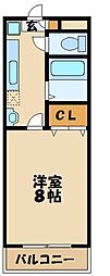 JR横浜線 橋本駅 徒歩10分の賃貸マンション 3階1Kの間取り