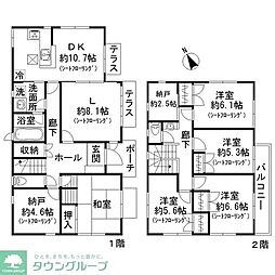 京王線 北野駅 バス8分 とりよせ公園下車 徒歩2分の賃貸一戸建て 1階5SLDKの間取り