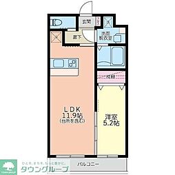 ヴィラアンジュ 1LDKの間取図画像