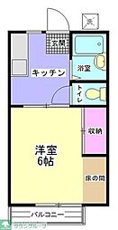 サンガーデン下溝A 1DKの間取図画像