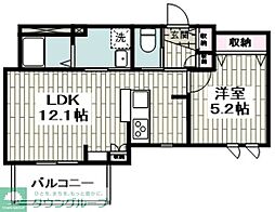 ヴォ-ヌン谷戸山 1LDKの間取図画像
