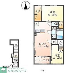 仮)相模原市南区アパート新築工事 2LDKの間取図画像