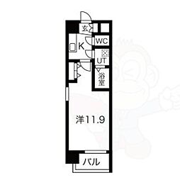 JR大阪環状線 芦原橋駅 徒歩4分の賃貸マンション 4階1Kの間取り