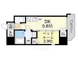 Osaka Metro谷町線 四天王寺前夕陽ヶ丘駅 徒歩9分の賃貸マンション 15階1DKの間取り