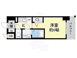 Osaka Metro千日前線 桜川駅 徒歩3分の賃貸マンション 6階1Kの間取り