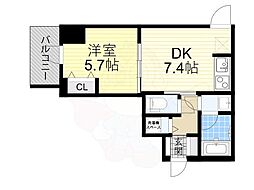 Osaka Metro長堀鶴見緑地線 西大橋駅 徒歩5分の賃貸マンション 8階1DKの間取り