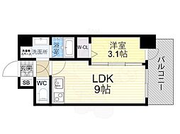 阪神なんば線 桜川駅 徒歩5分の賃貸マンション 8階1LDKの間取り