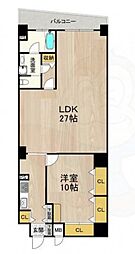 南海線 難波駅 徒歩7分の賃貸マンション 12階1LDKの間取り
