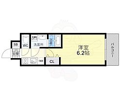 JR関西本線 JR難波駅 徒歩5分の賃貸マンション 9階1Kの間取り