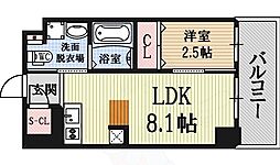 Osaka Metro千日前線 桜川駅 徒歩12分の賃貸マンション 10階1DKの間取り